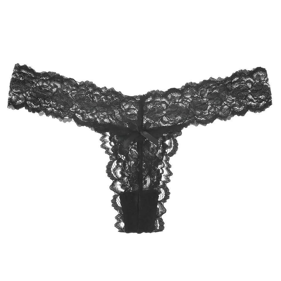 Calcinha de renda com detalhe em laço